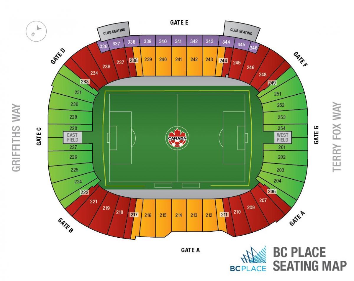 het bc place-stadion kaart