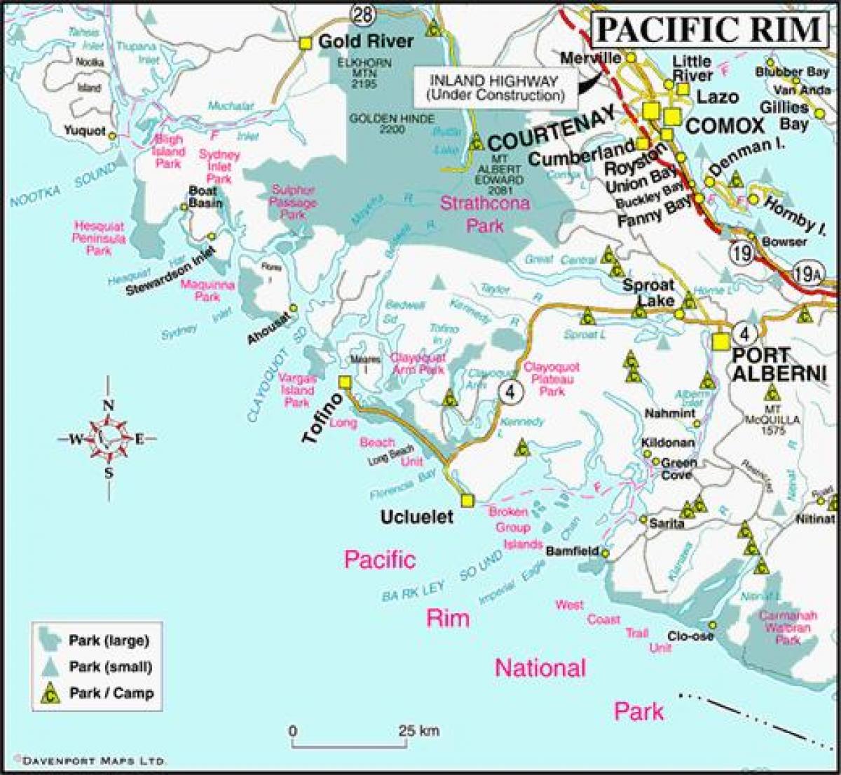 Kaart van west coast canada