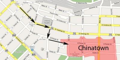 Kaart van het chinatown van vancouver