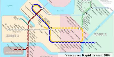 Vancouver skytrain-zone kaart
