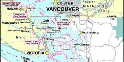 Vancouver island ferry routes kaart