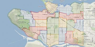 Vancouver schoolbestuur stroomgebied kaart