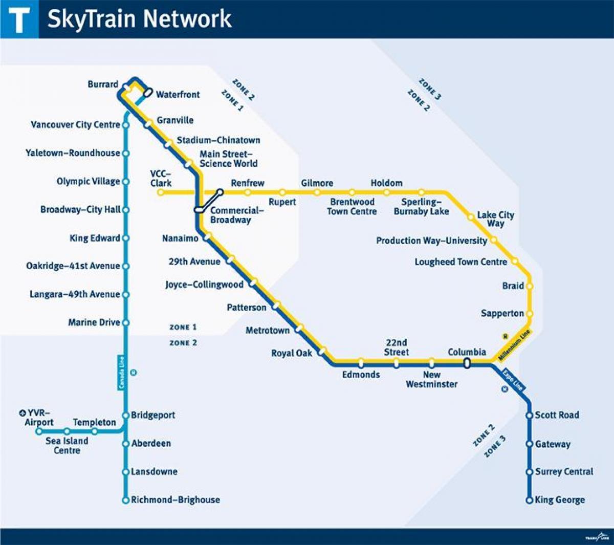 canada skytrain-kaart