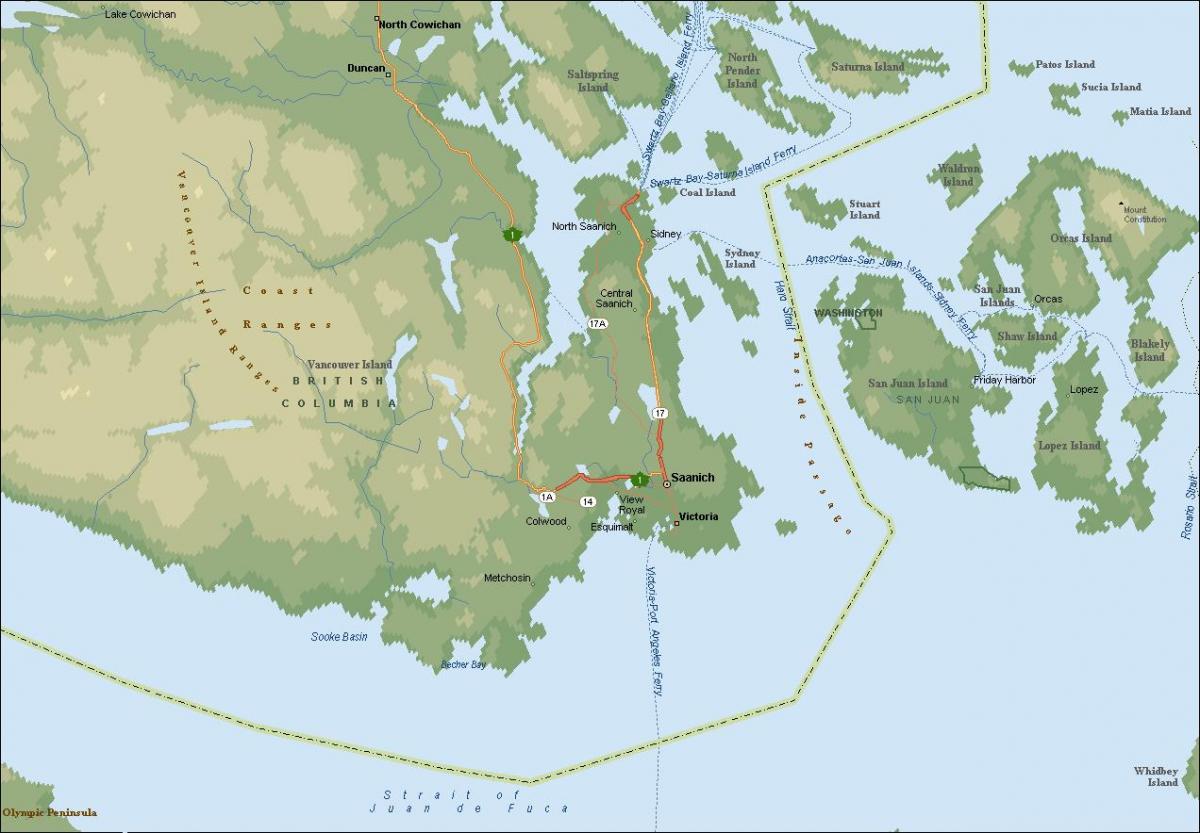 Kaart van saanich vancouver island
