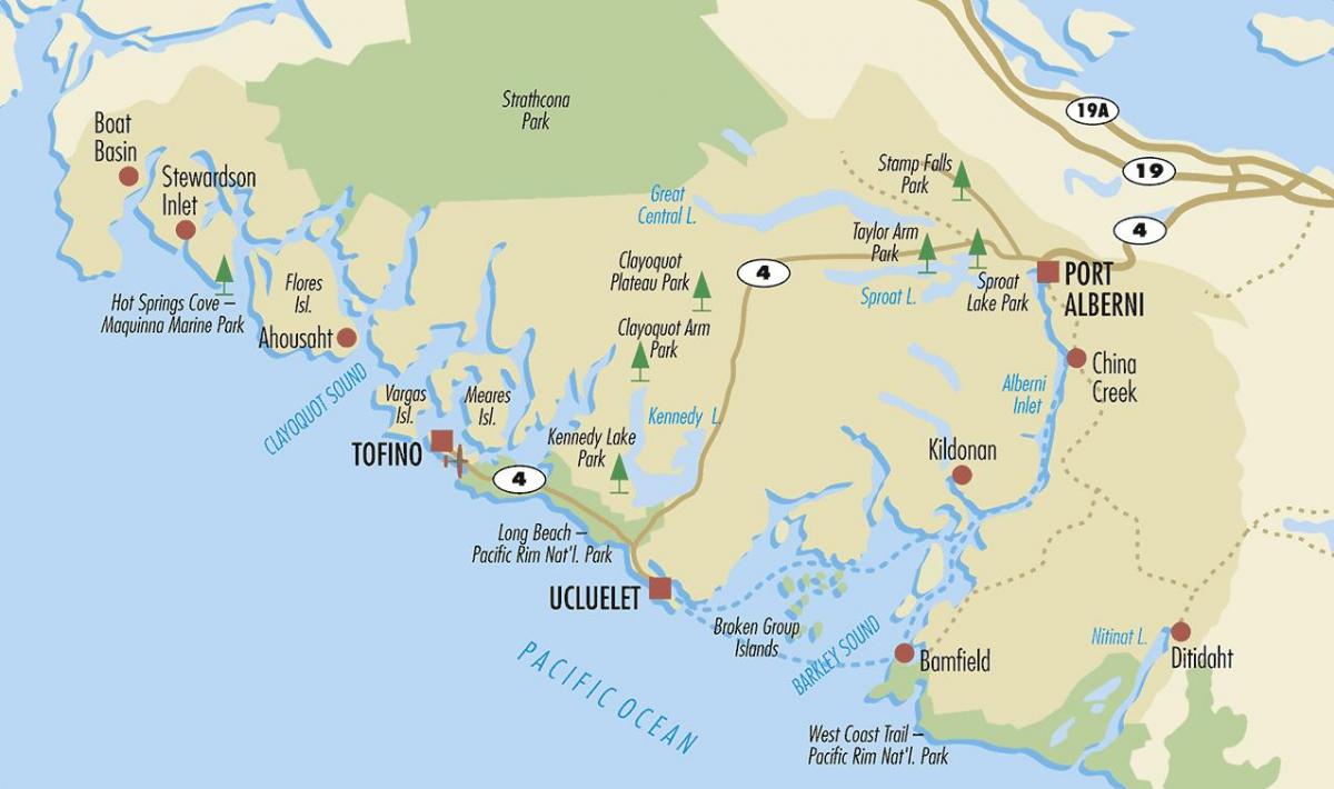 Kaart van ucluelet vancouver island