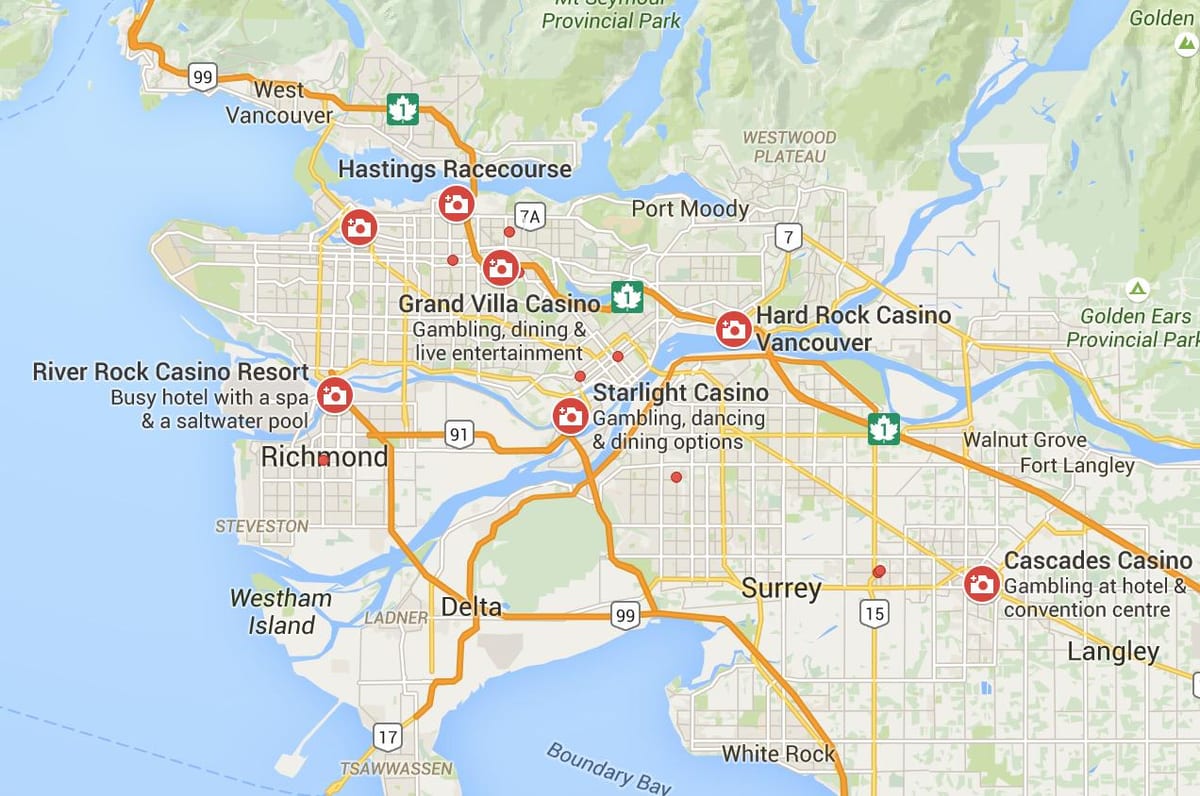 Kaart van vancouver casino ' s