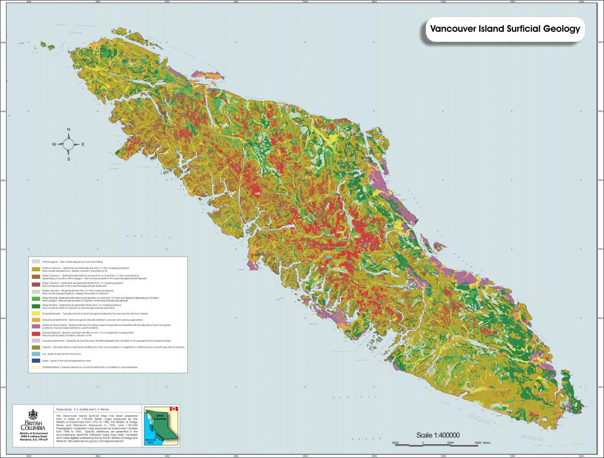 Kaart van vancouver island geologie