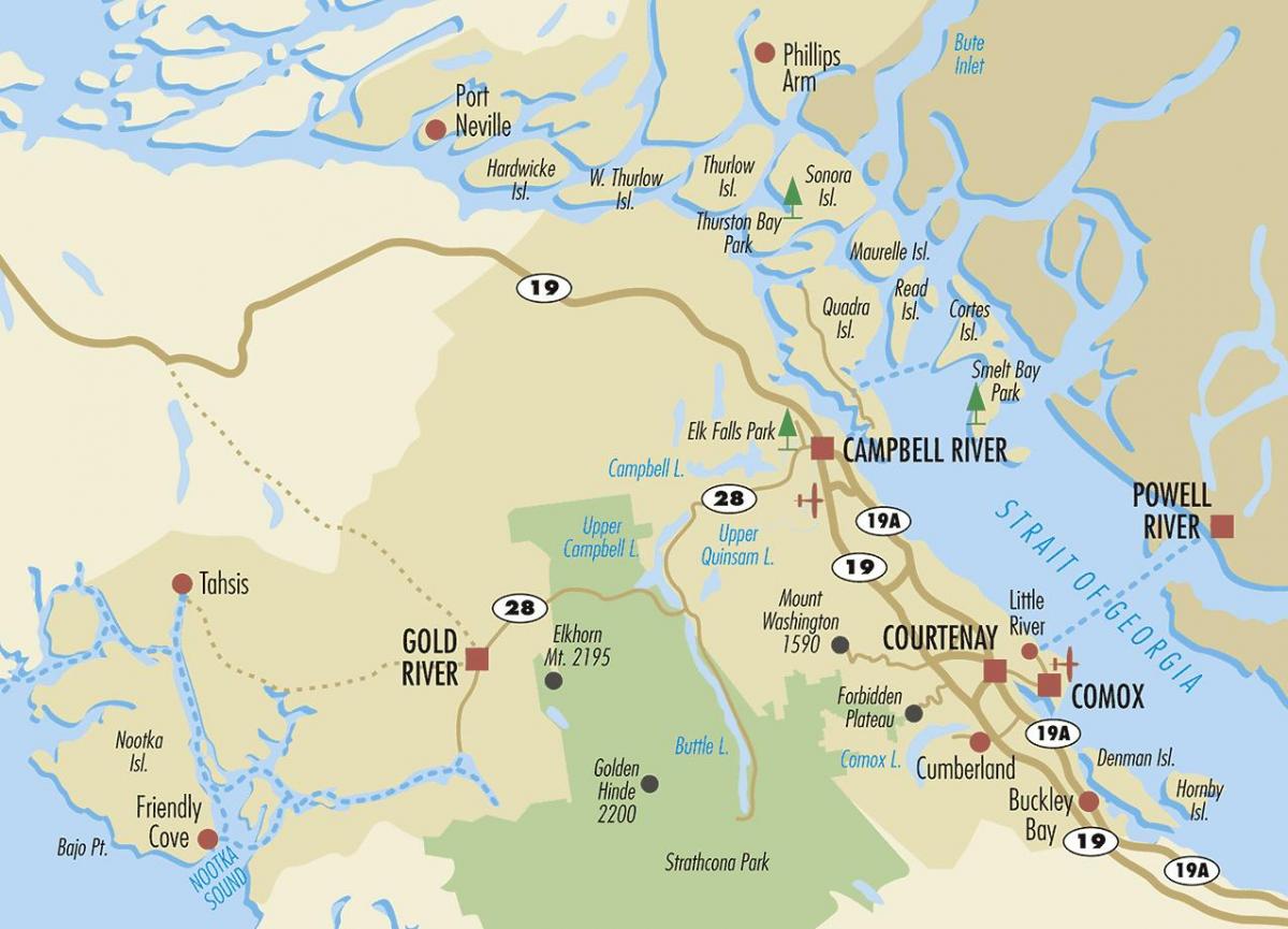 campbell river kaart van het eiland van vancouver