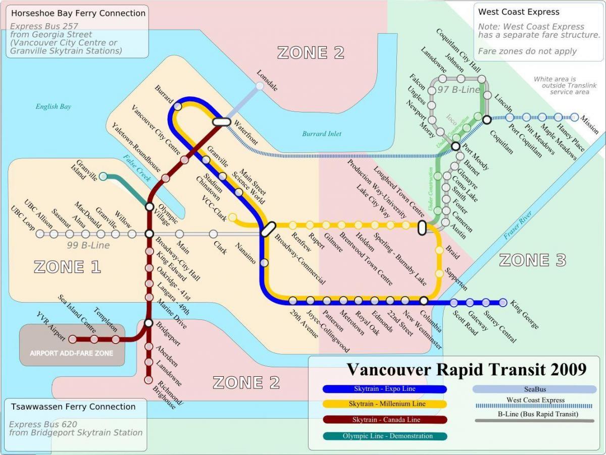 vancouver rapid transit kaart