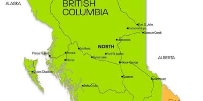 Kaart van brits-columbia regio ' s